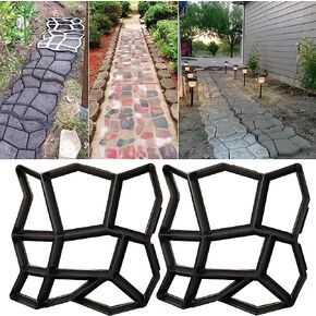 VanSmaGo 2 Packs 16.9 x 16.9 x 1.6 inch Walk Maker, Path Mate Stone Moldings Paving Pavement Concrete Molds Stepping Stone Paver Walk Way Cement Mold for Patio, Lawn & Garden in Kuwait