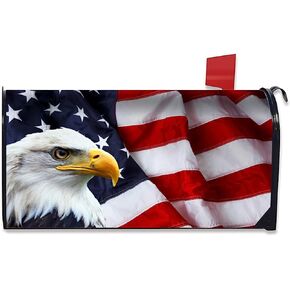 4th of July American Flag Mailbox Covers Magnetic Standard Size 18x21 Inch Patriotic Mailbox Cover Magnetic Mailbox Covers Post Wraps Letter Box Cover for Home Garden Yard Decor