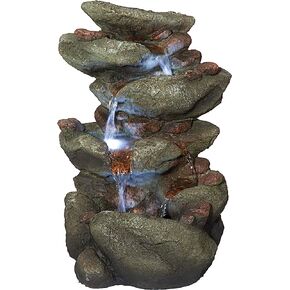 Design Toscano Ramrod Bluffs Cascading Waterfall Illuminated Tabletop Fountain, 19 Inch, Faux Stone in Saudi Arabia