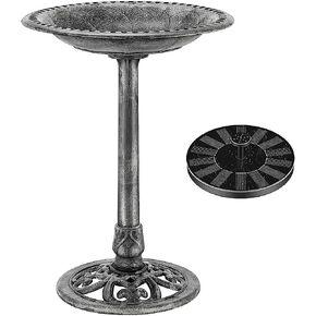 VIVOHOME Polyresin Antique Outdoor Blue Garden Bird Bath and Solar Powered Round Pond Fountain Combo Set in Saudi Arabia