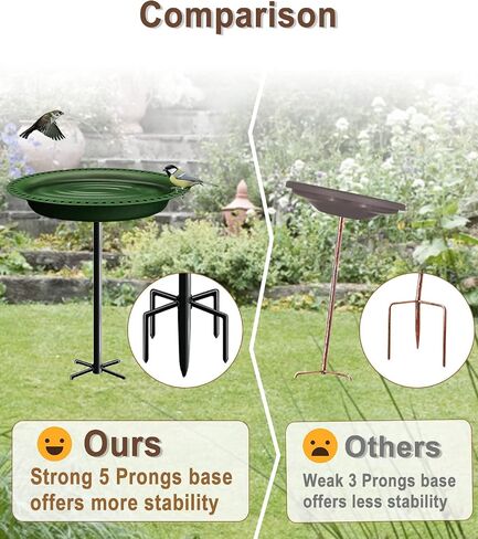 Garbuildman Upgraded 5-Prong Base Bird Bath with Metal Stake, Detachable Decoration Bowl Spa & Freestanding Birdfeeder for Outdoor Garden, Oval Style, Brown in Saudi Arabia