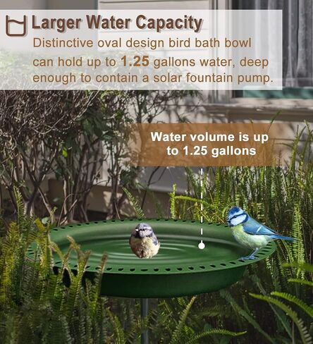 Garbuildman Upgraded 5-Prong Base Bird Bath with Metal Stake, Detachable Decoration Bowl Spa & Freestanding Birdfeeder for Outdoor Garden, Oval Style, Brown in Saudi Arabia