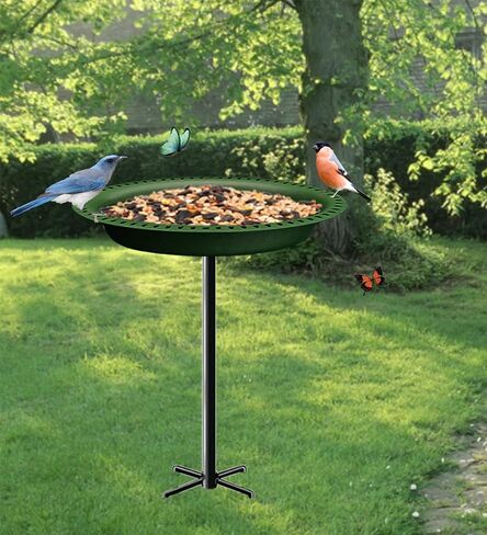 Garbuildman Upgraded 5-Prong Base Bird Bath with Metal Stake, Detachable Decoration Bowl Spa & Freestanding Birdfeeder for Outdoor Garden, Oval Style, Brown in Saudi Arabia