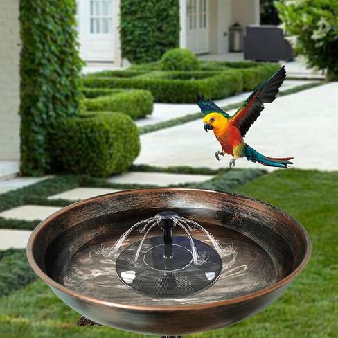 OUISJYER Garden Metal Bird Bath with Solar Fountain, Vintage Pedestal Bird Baths & Feeder for Outdoors Yard Garden Decor (31.5" H x 12" W in Kuwait