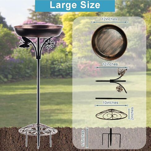 OUISJYER Garden Metal Bird Bath with Solar Fountain, Vintage Pedestal Bird Baths & Feeder for Outdoors Yard Garden Decor (31.5" H x 12" W in Kuwait