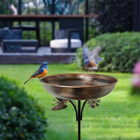 OUISJYER Garden Metal Bird Bath with Solar Fountain, Vintage Pedestal Bird Baths & Feeder for Outdoors Yard Garden Decor (31.5" H x 12" W in Kuwait