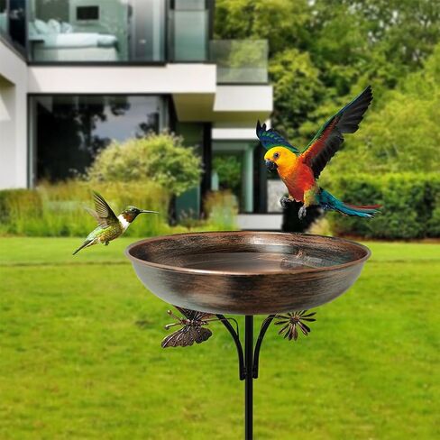 OUISJYER Garden Metal Bird Bath with Solar Fountain, Vintage Pedestal Bird Baths & Feeder for Outdoors Yard Garden Decor (31.5" H x 12" W in Kuwait