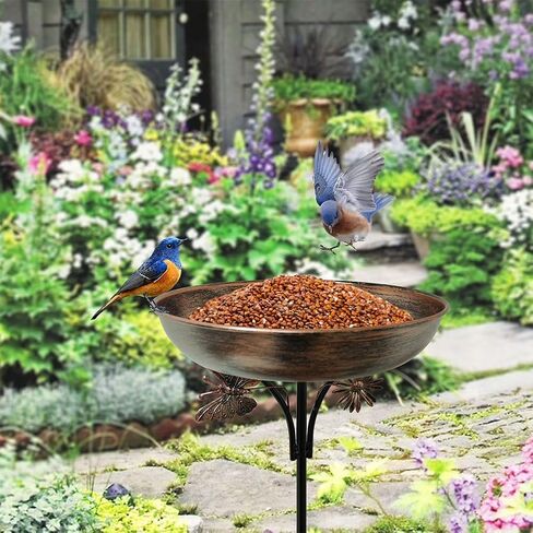 OUISJYER Garden Metal Bird Bath with Solar Fountain, Vintage Pedestal Bird Baths & Feeder for Outdoors Yard Garden Decor (31.5" H x 12" W in Kuwait