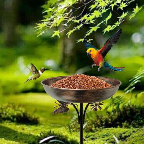 OUISJYER Garden Metal Bird Bath with Solar Fountain, Vintage Pedestal Bird Baths & Feeder for Outdoors Yard Garden Decor (31.5" H x 12" W in Kuwait