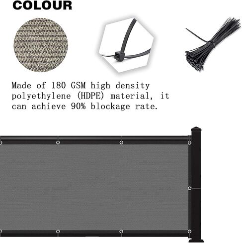 SUNNY GUARD 3'x10' Black Balcony Privacy Screen Fence, Apartments Railing Screen, Heavy Duty Wind Screen for Outdoor,Backyard,Patio,Deck Privacy（We Make Custom Sizes） in Kuwait