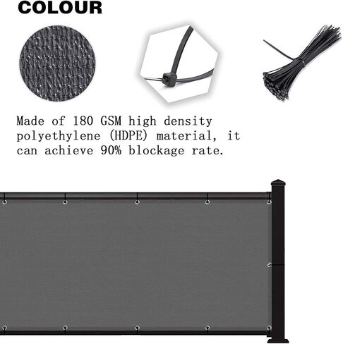 SUNNY GUARD 3'x10' Black Balcony Privacy Screen Fence, Apartments Railing Screen, Heavy Duty Wind Screen for Outdoor,Backyard,Patio,Deck Privacy（We Make Custom Sizes） in Kuwait
