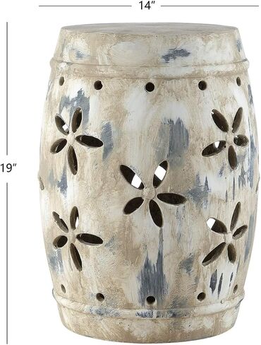 Safavieh ACS4589A Ilia Cement Decorative Garden Stool, Antiqued Cream in Saudi Arabia