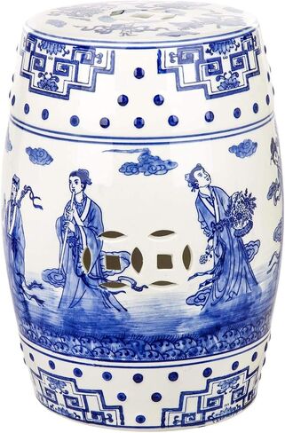 Safavieh Ocean Jewel Chinoiserie Ceramic Decorative Garden Stool, Blue in Saudi Arabia