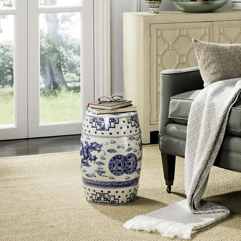 Safavieh Ocean Jewel Chinoiserie Ceramic Decorative Garden Stool, Blue in Saudi Arabia