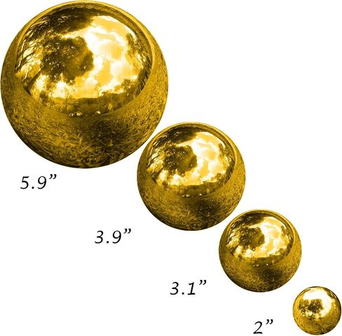 Stainless Steel Gazing Ball, 8 Pcs 50-150 mm Mirror Polished Hollow Ball Reflective Garden Sphere, Gazing Globe for Home Garden Ornament Decorations (Gold) in Saudi Arabia