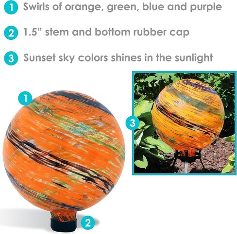 Sunnydaze 10-Inch Glass Outdoor Gazing Globe - Reflective Ball Yard Ornament for Patio or Lawn - Bright Summer Burst in Saudi Arabia