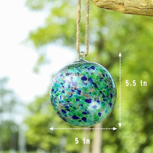 VCUTEKA Hanging Glass Gazing Ball, 6" Glass Ball Ornament Hanging Witch Ball Indoor Outdoor Garden Home Décor in Saudi Arabia