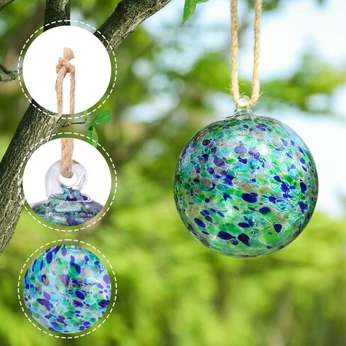 VCUTEKA Hanging Glass Gazing Ball, 6" Glass Ball Ornament Hanging Witch Ball Indoor Outdoor Garden Home Décor in Saudi Arabia