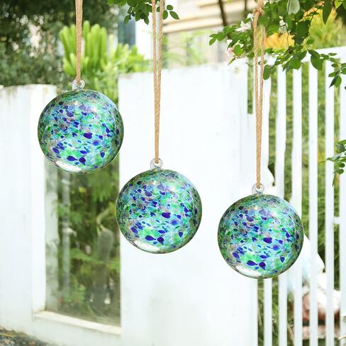 VCUTEKA Hanging Glass Gazing Ball, 6" Glass Ball Ornament Hanging Witch Ball Indoor Outdoor Garden Home Décor in Saudi Arabia
