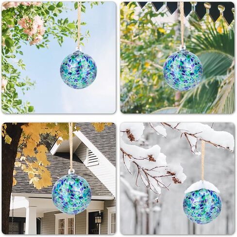 VCUTEKA Hanging Glass Gazing Ball, 6" Glass Ball Ornament Hanging Witch Ball Indoor Outdoor Garden Home Décor in Saudi Arabia