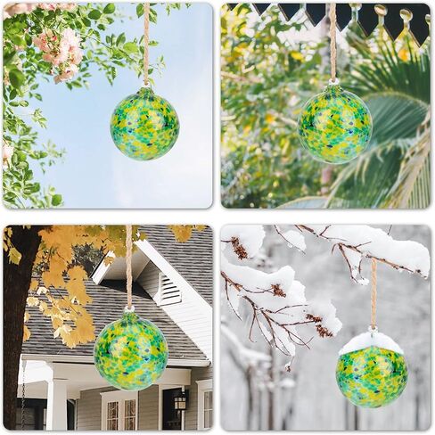 VCUTEKA Hanging Glass Gazing Ball, 6" Glass Ball Ornament Hanging Witch Ball Indoor Outdoor Garden Home Décor in Saudi Arabia