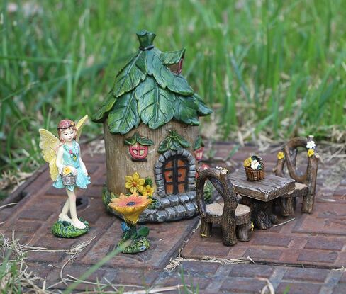 BangBangDa Miniature Fairy Garden Accessories Outdoor - Small Fairies Figurines Items Fairy House Table Chair Set Fairy Garden Fairies Kit for Kids Fairy Figures Mini Garden Ornaments in Saudi Arabia