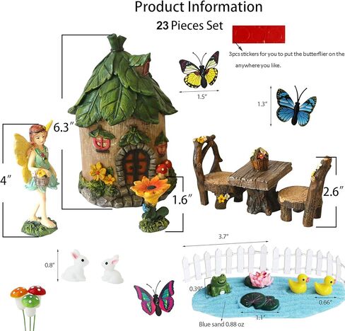 BangBangDa Miniature Fairy Garden Accessories Outdoor - Small Fairies Figurines Items Fairy House Table Chair Set Fairy Garden Fairies Kit for Kids Fairy Figures Mini Garden Ornaments in Saudi Arabia