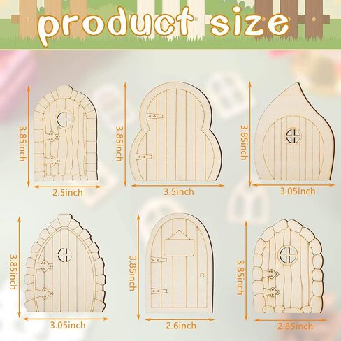 Yulejo 48 Pcs Fairy Door Wooden Garden Doors Craft Mini Window Fairy House DIY Kit Unfinished Miniature Door Unpainted Fairy Window Accessories for Wall Home Party Decoration (Antique Style) in Saudi Arabia