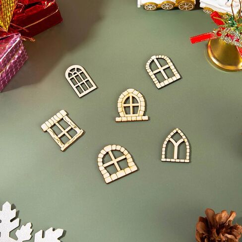 Yulejo 48 Pcs Fairy Door Wooden Garden Doors Craft Mini Window Fairy House DIY Kit Unfinished Miniature Door Unpainted Fairy Window Accessories for Wall Home Party Decoration (Antique Style) in Saudi Arabia