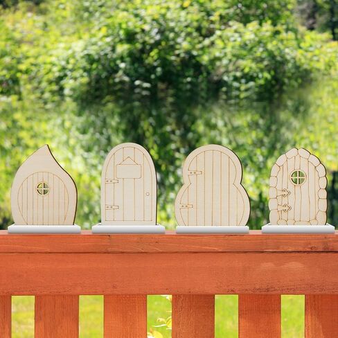 Yulejo 48 Pcs Fairy Door Wooden Garden Doors Craft Mini Window Fairy House DIY Kit Unfinished Miniature Door Unpainted Fairy Window Accessories for Wall Home Party Decoration (Antique Style) in Saudi Arabia