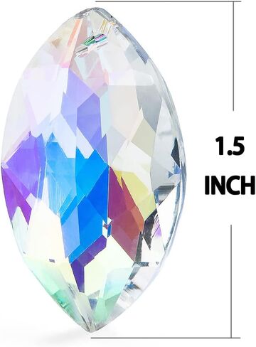 10pcs Crystal Pendants 1.5"/38mm AB Oval Suncatcher - Hanging Crystals Prisms for Windows, FengShui, Hanging Ornament for Decoration, Chandelier Crystals Replacement in Saudi Arabia