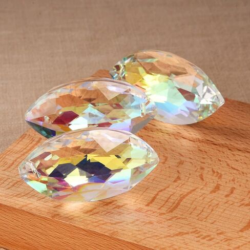 10pcs Crystal Pendants 1.5"/38mm AB Oval Suncatcher - Hanging Crystals Prisms for Windows, FengShui, Hanging Ornament for Decoration, Chandelier Crystals Replacement in Saudi Arabia
