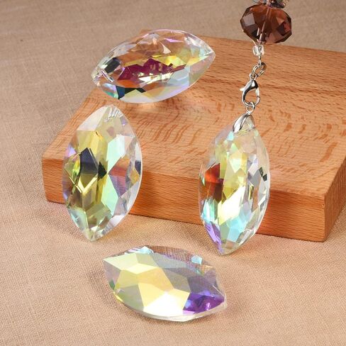 10pcs Crystal Pendants 1.5"/38mm AB Oval Suncatcher - Hanging Crystals Prisms for Windows, FengShui, Hanging Ornament for Decoration, Chandelier Crystals Replacement in Saudi Arabia