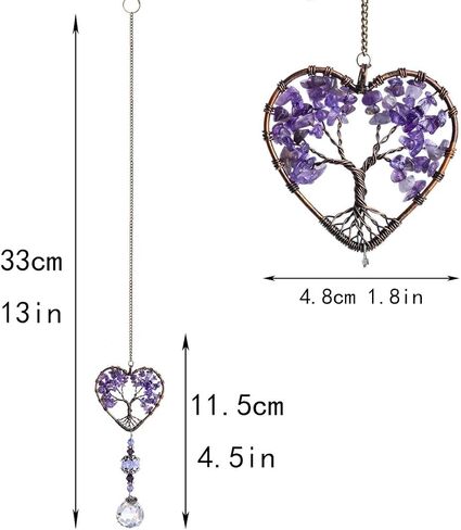 H & D HYALINE & DORA Suncatcher نافذة معلقة شجرة الحياة على شكل قلب كريستال الكرة بريزم قطرة قلادة in Kuwait