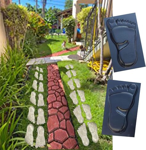 VanSmaGo 2 Packs 16.9 x 16.9 x 1.6 inch Walk Maker, Path Mate Stone Moldings Paving Pavement Concrete Molds Stepping Stone Paver Walk Way Cement Mold for Patio, Lawn & Garden in Saudi Arabia