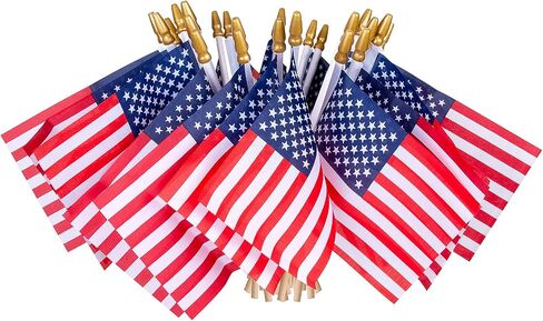 12 Pcs Small American Flags on Stick,4th of July Outdoor Decor Small US Flags Mini American 4''x6'' Flag, Fourth of July American Flags for Outside,Mini Flags for Outside Patriotic Holiday Yard Patio in Saudi Arabia