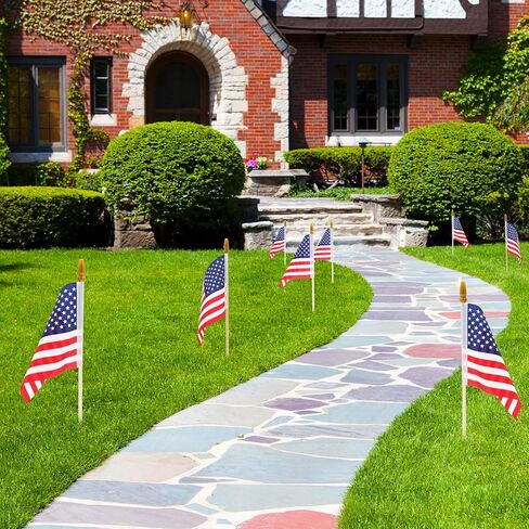 12 Pcs Small American Flags on Stick,4th of July Outdoor Decor Small US Flags Mini American 4''x6'' Flag, Fourth of July American Flags for Outside,Mini Flags for Outside Patriotic Holiday Yard Patio in Saudi Arabia