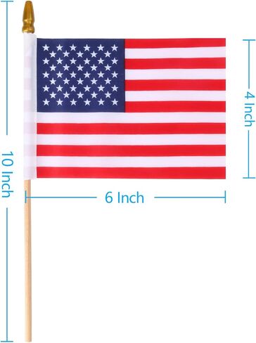 12 Pcs Small American Flags on Stick,4th of July Outdoor Decor Small US Flags Mini American 4''x6'' Flag, Fourth of July American Flags for Outside,Mini Flags for Outside Patriotic Holiday Yard Patio in Saudi Arabia