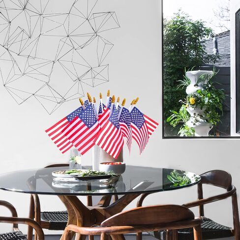 12 Pcs Small American Flags on Stick,4th of July Outdoor Decor Small US Flags Mini American 4''x6'' Flag, Fourth of July American Flags for Outside,Mini Flags for Outside Patriotic Holiday Yard Patio in Saudi Arabia