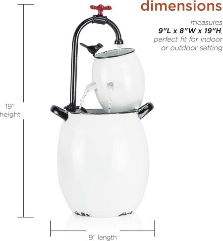 Alpine Corporation YHL428 Alpine 19" Tall White Barrels & Faucet Tabletop Decoration Fountain in Saudi Arabia