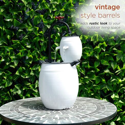 Alpine Corporation YHL428 Alpine 19" Tall White Barrels & Faucet Tabletop Decoration Fountain in Saudi Arabia
