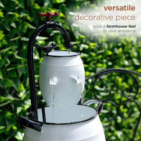 Alpine Corporation YHL428 Alpine 19" Tall White Barrels & Faucet Tabletop Decoration Fountain in Saudi Arabia