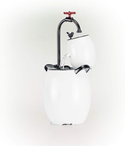 Alpine Corporation YHL428 Alpine 19" Tall White Barrels & Faucet Tabletop Decoration Fountain in Saudi Arabia