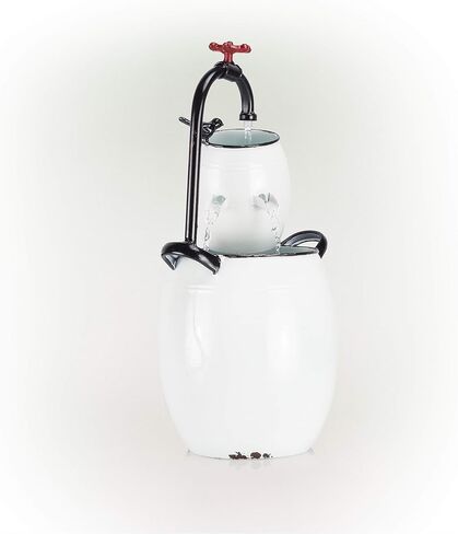 Alpine Corporation YHL428 Alpine 19" Tall White Barrels & Faucet Tabletop Decoration Fountain in Saudi Arabia
