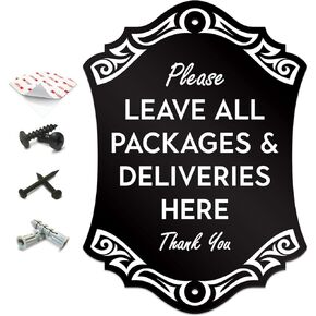 Delivery Instruction Door Sign - All Deliveries Please Ring Doorbell, House Sign, 6.25" X 4.5" - Mounting Hardware Included, Easy Installation - Heavy-Duty and Weather-Resistant