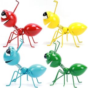 Metal Garden Decor for Outside Cute Ladybugs Yard Art Lawn Ornaments Wall Sculptures & Statues Outdoor Fence Decorations for Patio - Set of 8