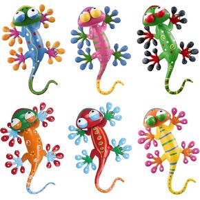 YEAHOME 4 Pack Metal Geckos Inspirational Wall Art, Mexican Outdoor Wall Decor with Shaking Head, Lizard Wall Sculptures & Statues for Farmhouse, Porch, Patio, Lawn, Fence, Backyard in Saudi Arabia