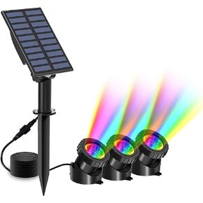 T-SUN LED Pond Light, 3 Head Lamps Submersible LED Pond Lights Color Changing Garden Pond Light with Remote Control, RGB Fish Tank Lights Fountain Spotlight for Garden, Pool, Aquarium Tank(3 Headlamp)