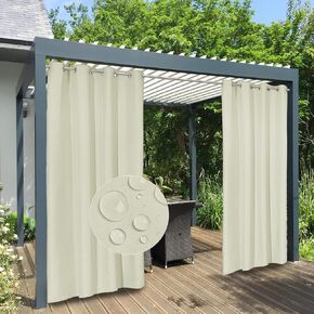 Easy-Going 100% Waterproof Outdoor Curtains Windproof Weatherproof Porch Curtains, Premium Thick Outdoor Privacy Grommet Top Panels for Patio, Gazebo and Pergola, 2 Panels, 54x84 inch, Beige in Saudi Arabia