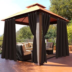 BONZER Waterproof Indoor/Outdoor Curtains for Patio - Thermal Insulated, Light Blocking Grommet Blackout Curtain for Bedroom, Porch, Living Room, Pergola, Cabana, 1 Panel, 52W x 84L inch, Chocolate in Kuwait